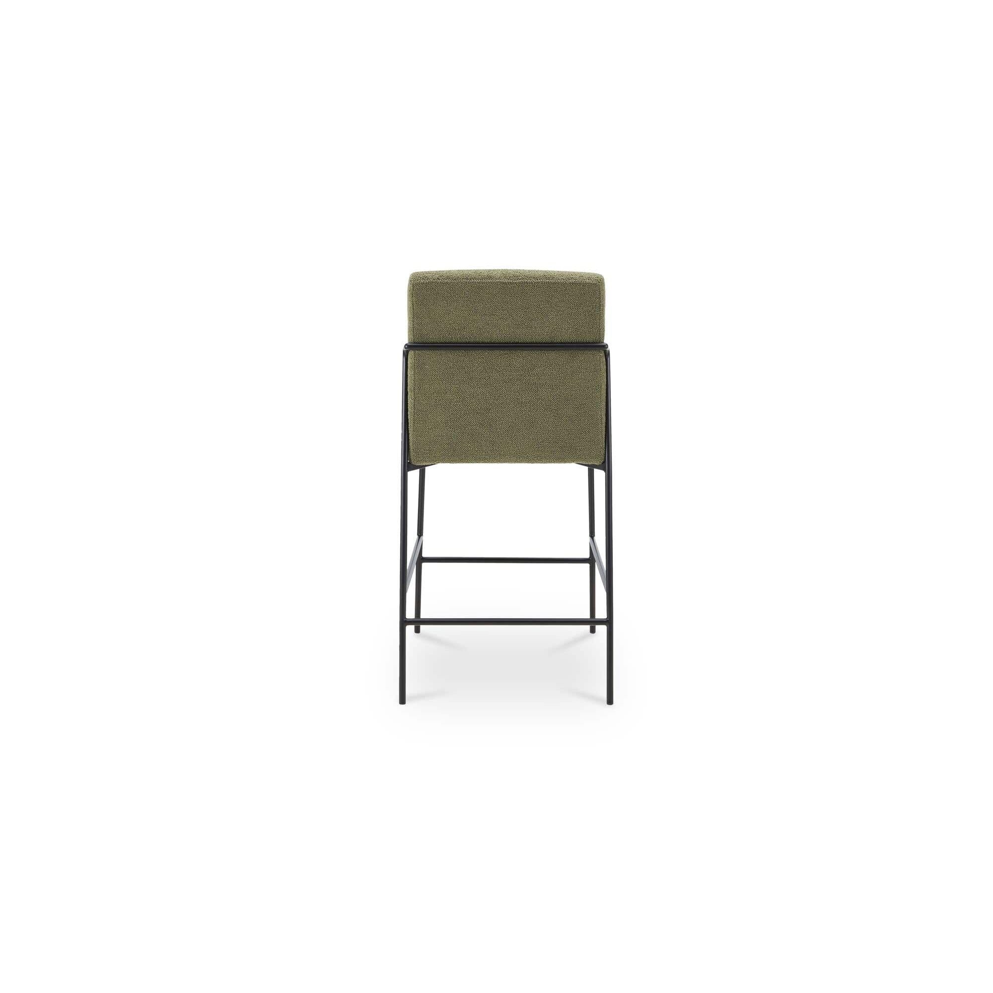 Modern Upholstered Metal Counter Stool with Cushion & Arms for Dining Room