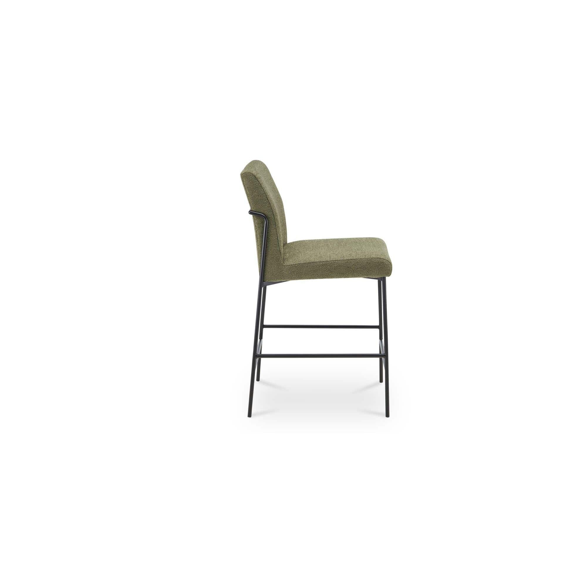 Modern Upholstered Metal Counter Stool with Cushion & Arms for Dining Room