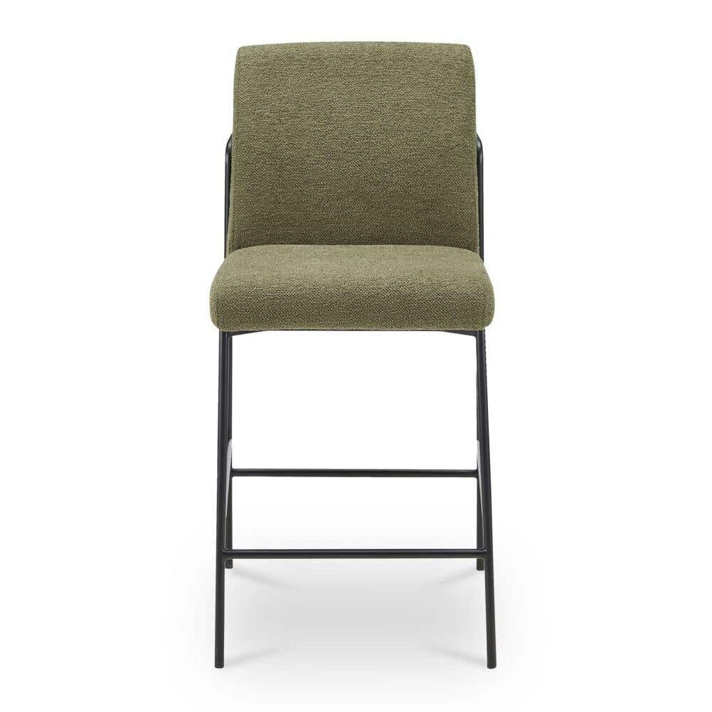 Modern Upholstered Metal Counter Stool with Cushion & Arms for Dining Room