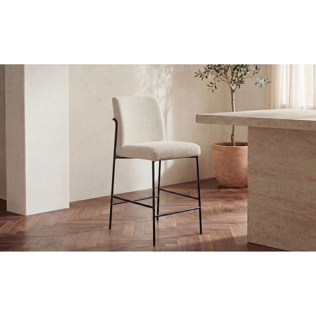 Tabouret de comptoir moderne en métal rembourré avec coussin et accoudoirs pour salle à manger