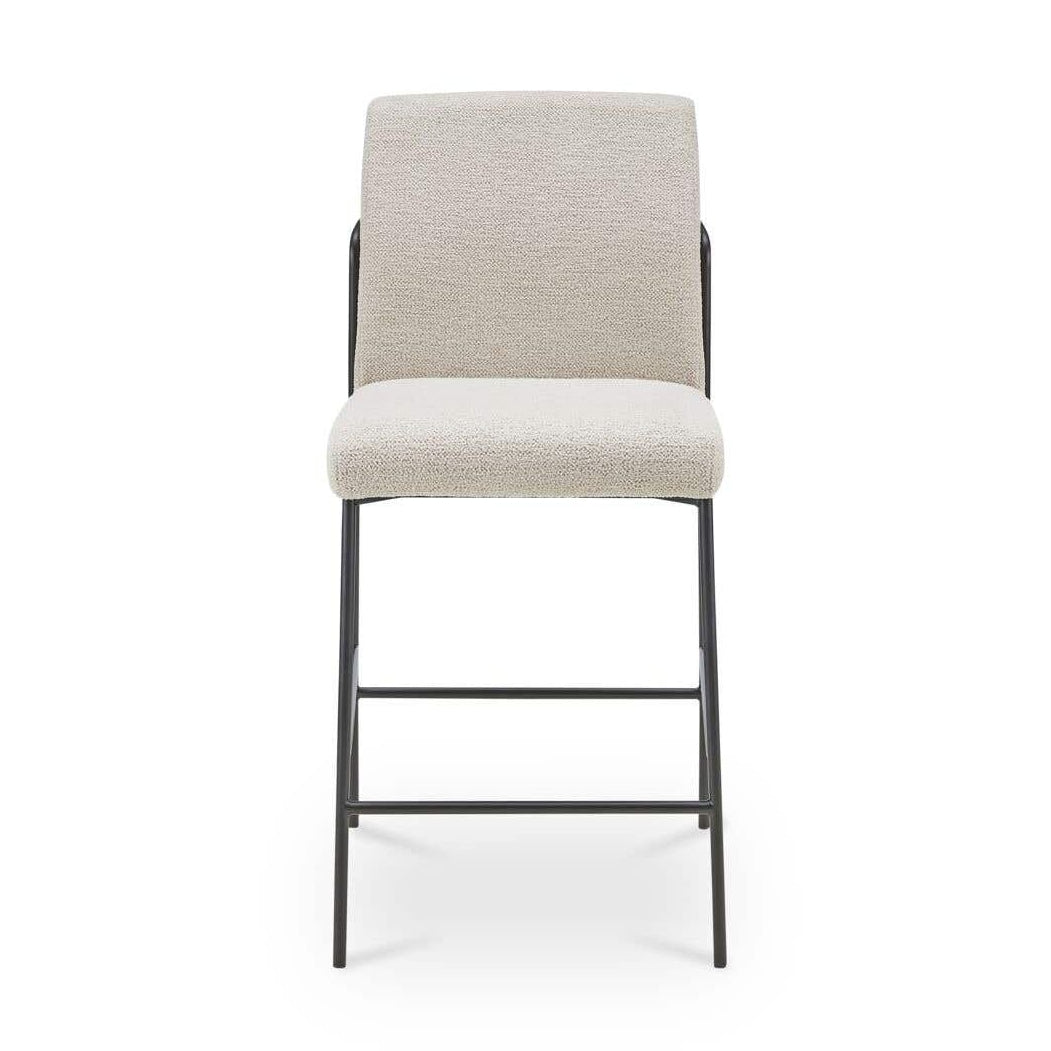 Modern Upholstered Metal Counter Stool with Cushion & Arms for Dining Room