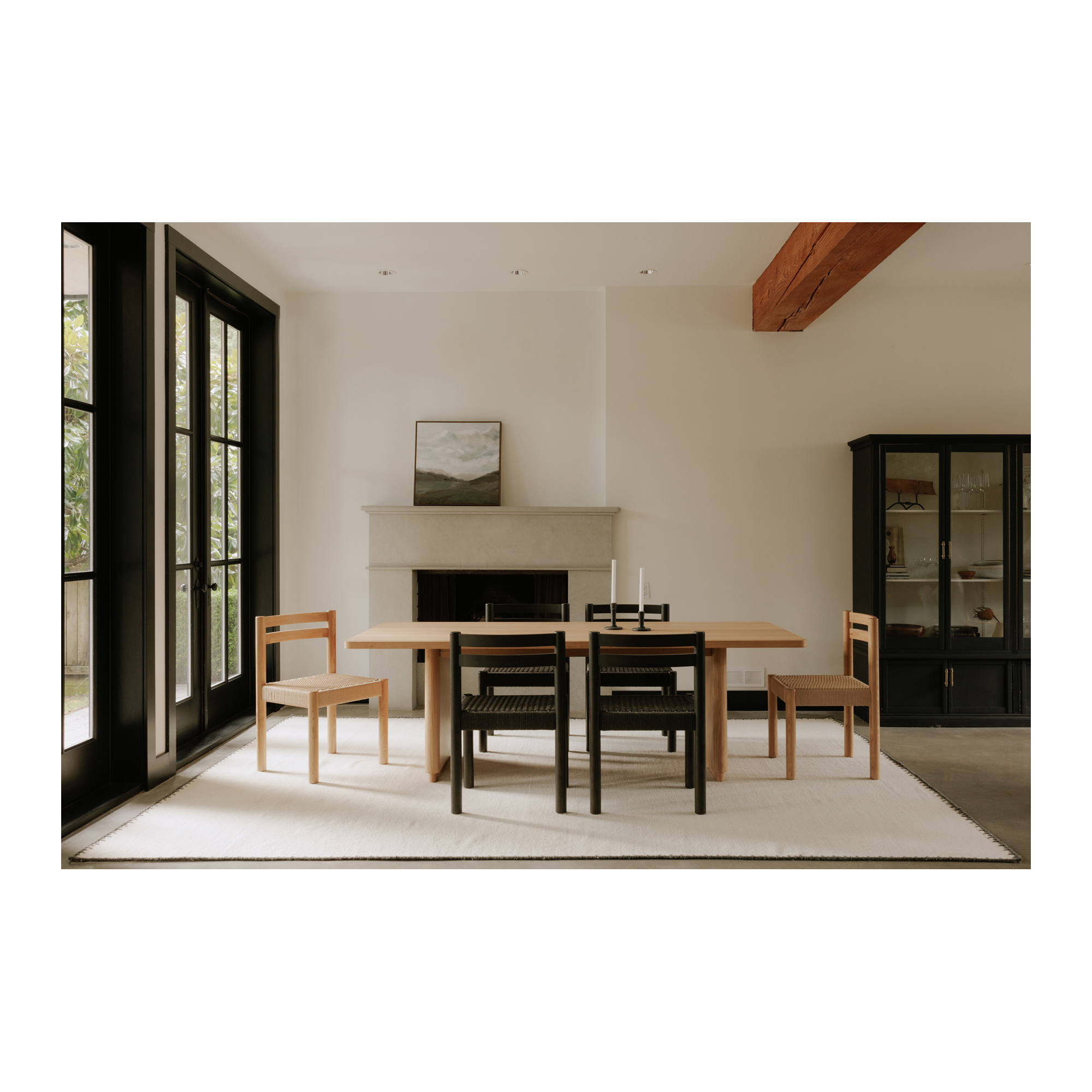 Modern Wood Round Dining Table with Angled Leg Base for Dining Room